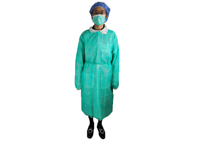 Green Disposable Surgical 16g 25g Non Woven Isolation Gown