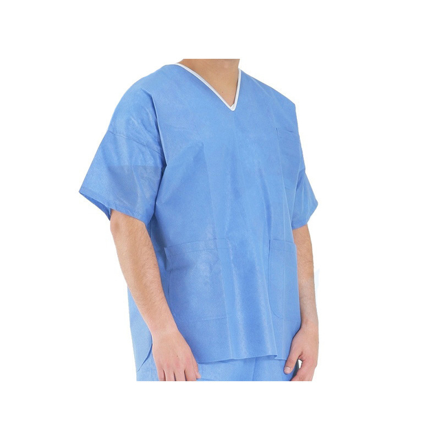 Disposable Blue Medical Medical Scrub Suits Nonwoven 35 - 70 gsm Weight