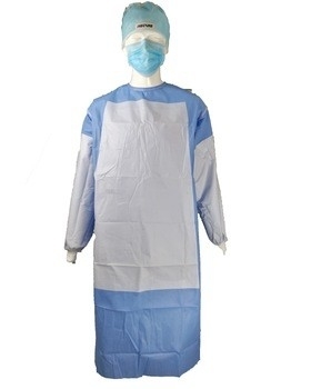 Surgeon Disposable Surgical Gown , Lab Blue Plastic Isolation Gowns PP PE Material